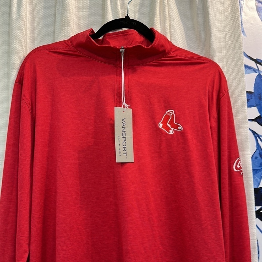 NWT Men’s Vansport Boston Red Sox Antigua Red Tribute Quarter-Zip Pullover Top L - Picture 2 of 7